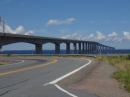 The eight mile bridge to PEI. The longest bridge over ice in the world!: Where we lost our hitch and saw our bikes go tumbling down the highway!